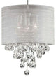 3 Light Incandescent Polished Chrome Crystal Pendant w/ Silver Organza Shade