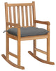 Vidaxl Rocking Chair With Gray Cushion Solid Teak Wood