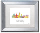'Fort Worth Texas Skyline Wb 1' Framed Art, Silver Frame, White Matte, 14x11