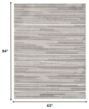 5"x7" Gray Abstract Striped Indoor Outdoor Area Rug