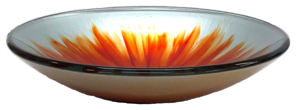 Eden Bath EB_GS38 Blossom Above Mounted Tempered Glass Vessel Sink In Orange