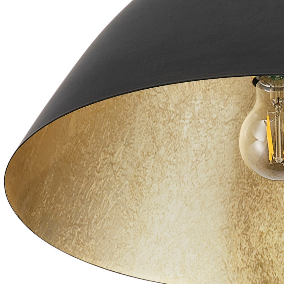 Farmhouse Gold Leaf Inside Semi Flush Mount Ceiling Light, Black