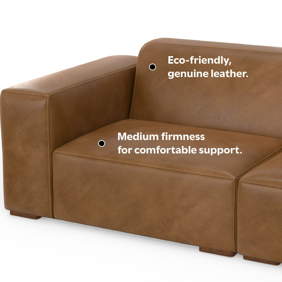 Rex 3-Seater Modular Sofa and Ottoman Set in Genuine Leather