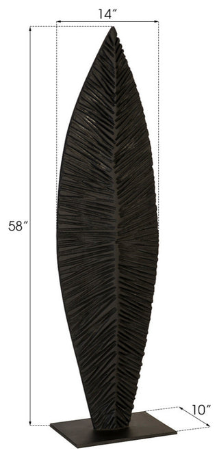 Carved Leaf on Stand, Burnt, Medium