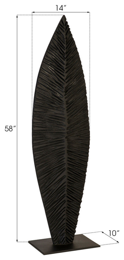 Carved Leaf on Stand, Burnt, Medium