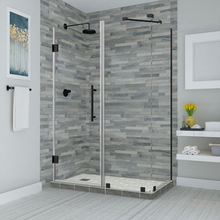 Bromley 72.25"-73.25"x36.375"x72" Frameless Corner Hinged Shower Enclosure