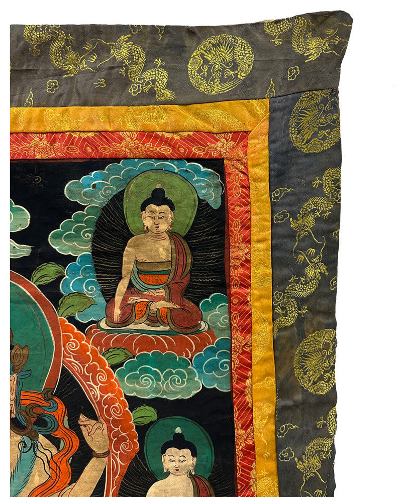 Consigned 19th Century Antique Tibetan Hand Painted Buddhist Thangka