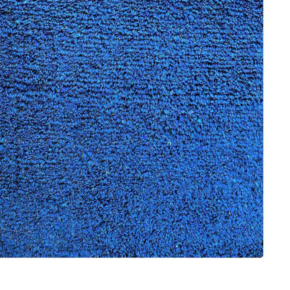 Hand Knotted Loom Silk Mix Area Rug Solid Dark Blue