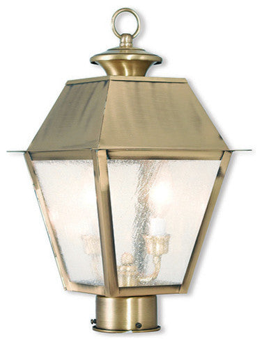 Mansfield Post-Top Lantern, Antique Brass