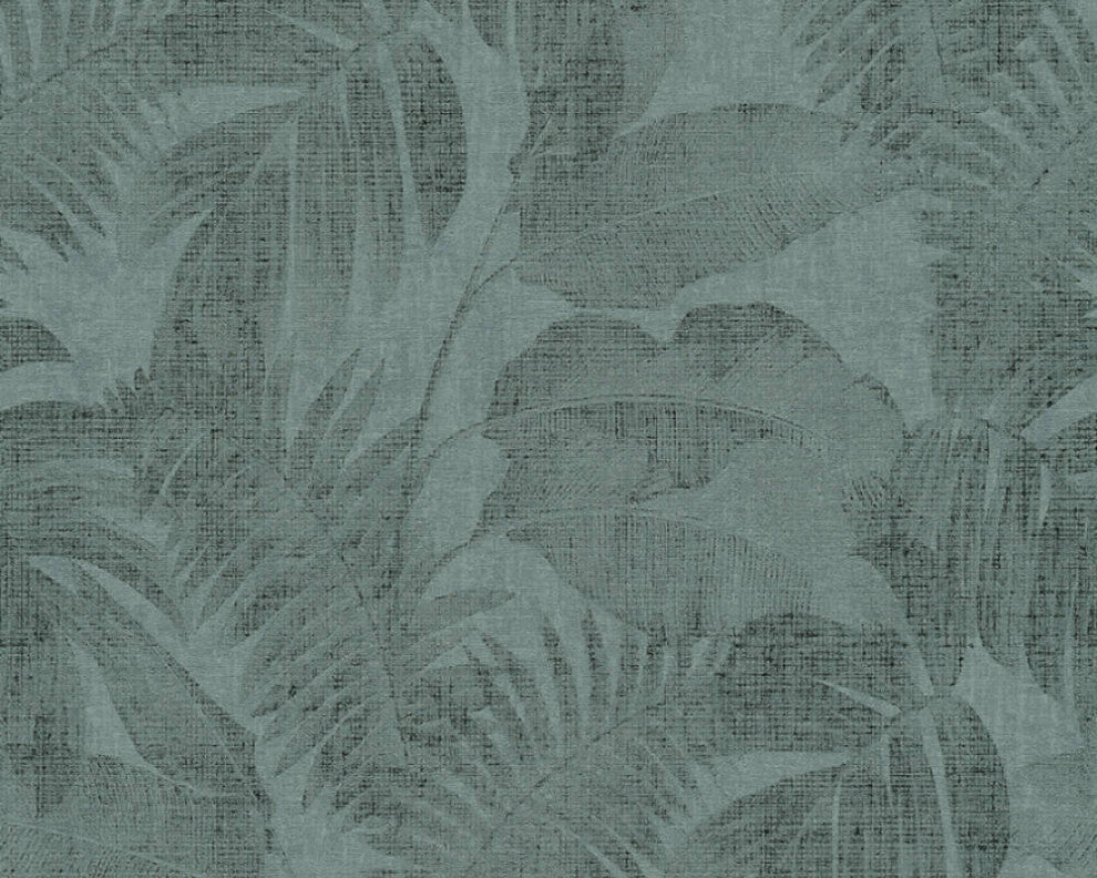 Botanical Jungle Textured Wallpaper Featuring Tropical Leaves, 373963