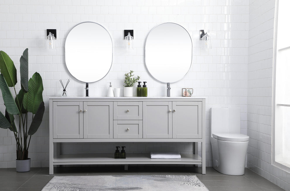 72" Double Bathroom Vanity, Grey