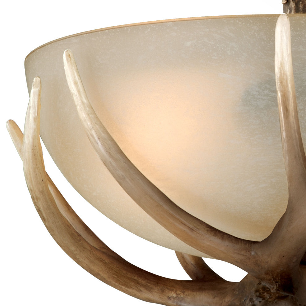 Yoho 12" Antler Semi Flush Ceiling Light Black Walnut