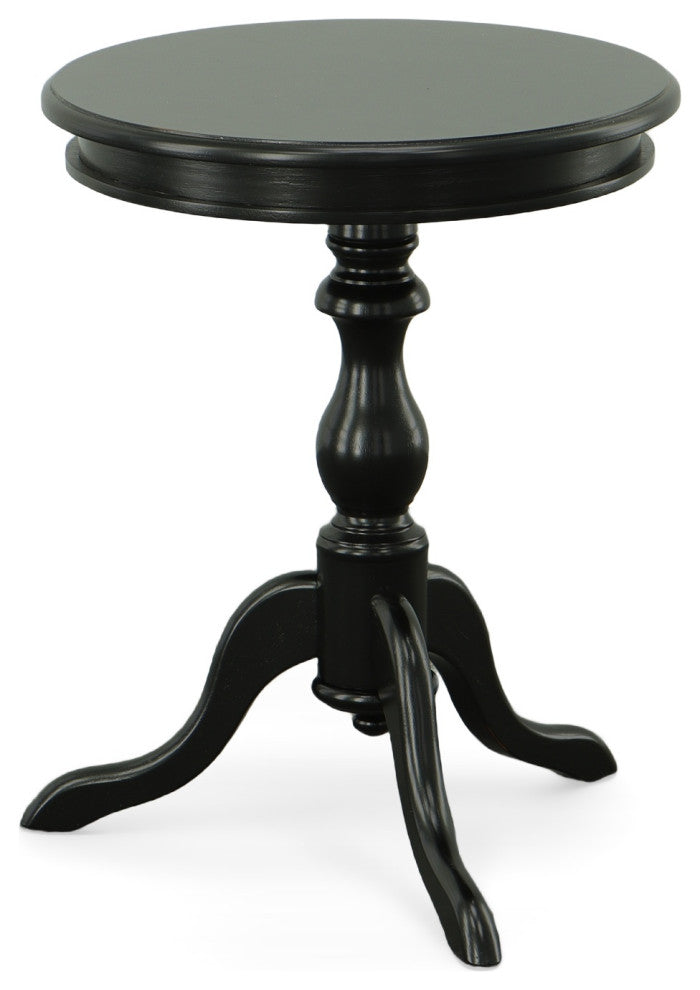 Anna Pedestal Base Accent Table, Antique Black