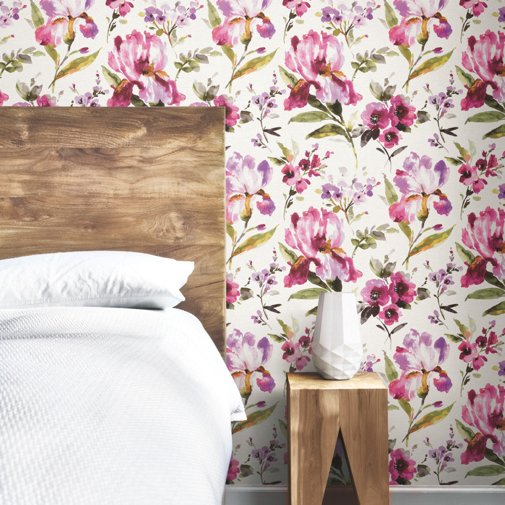 Iris Peel and Stick Wallpaper, Purple