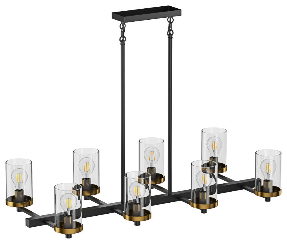 Rustic Farmhouse Matte Black 8-Light Kitchen Island Chandelier