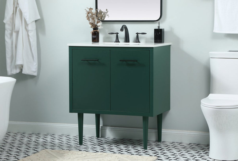 Home Living 19" Midcentury Modern Green-Light Bathroom Vanity