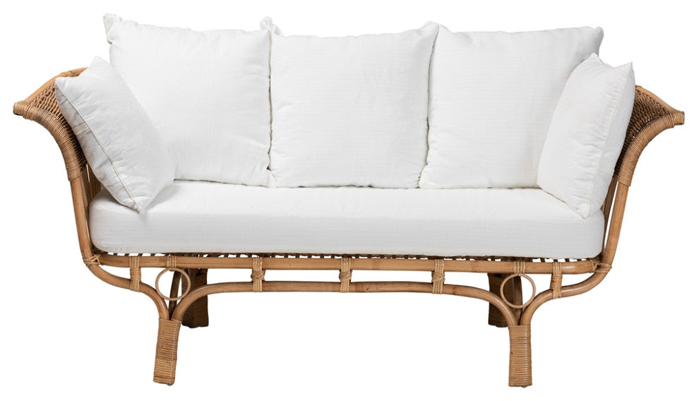 Modern Bohemian Natural Rattan Sofa With Cushion