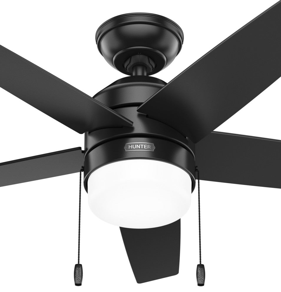 Hunter 44" Bardot Matte Black Ceiling Fan, LED Kit, Pull Chain