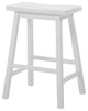 18"x16"x29" White Rubber Wood Bar Stool, Set of 2
