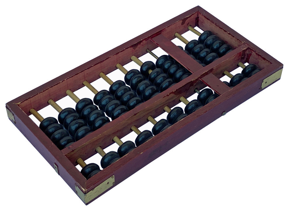 Chinese Red Brown Stain Wood Abacus Fengshui Paperweight Display Hws2487