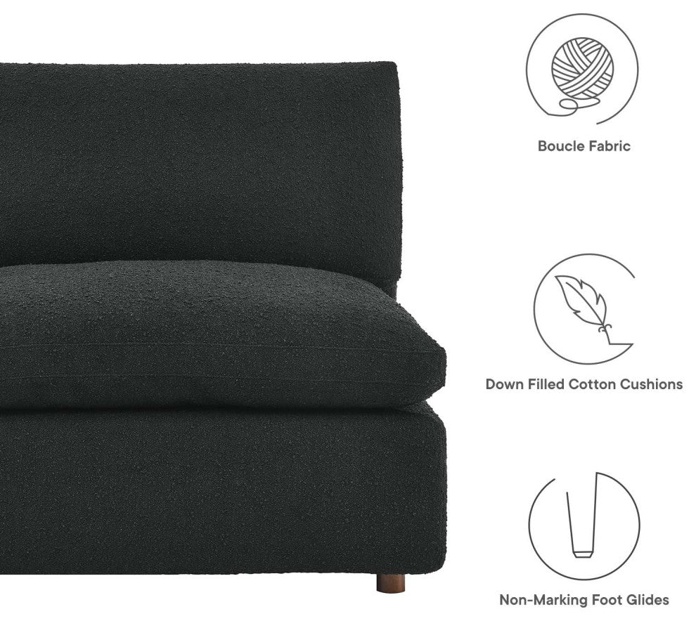 Commix Down Filled Overstuffed Boucle Fabric Armless Chair, Black