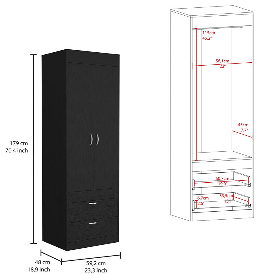 Armoire Tarento, Bedroom, Black