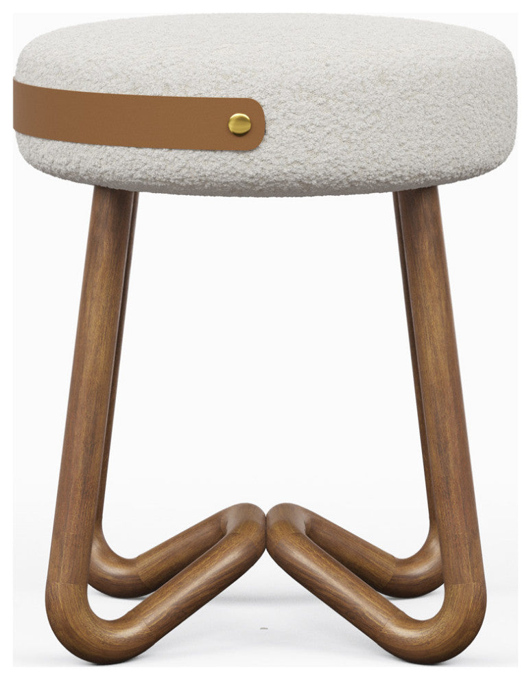 Modern Brazilian - Loop - Upholstered Stool - Noodles Natural Seat, Nozes