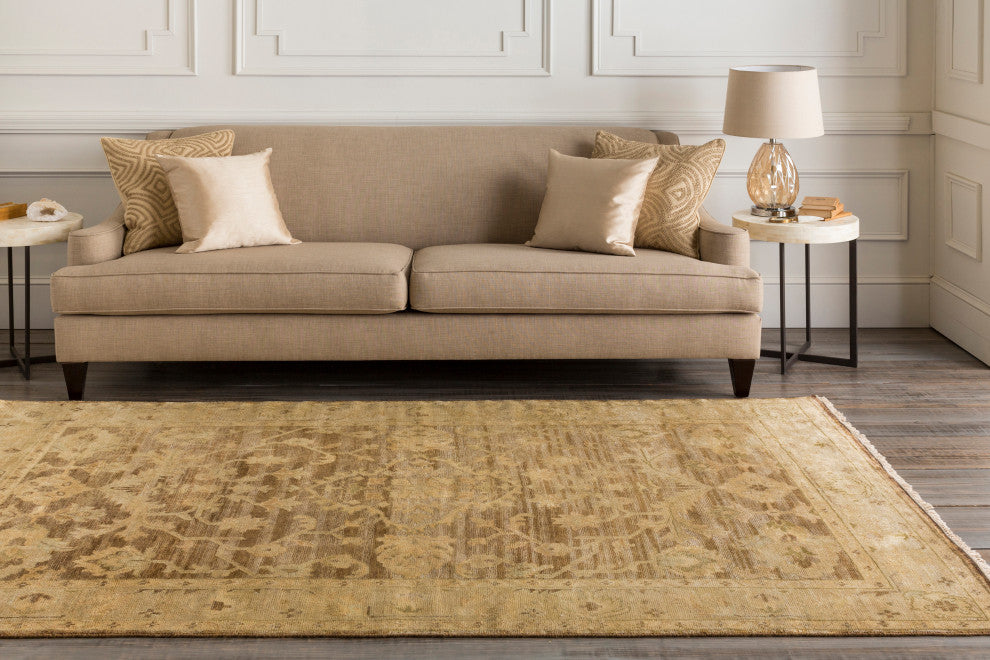 Surya Hillcrest HIL-9011 5'6"x8'6" Rug, Cream/Brown/Khaki/Tan/Wheat/Camel/Moss