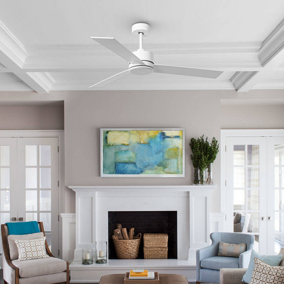 52 in White Modern Ceiling Fan without Light