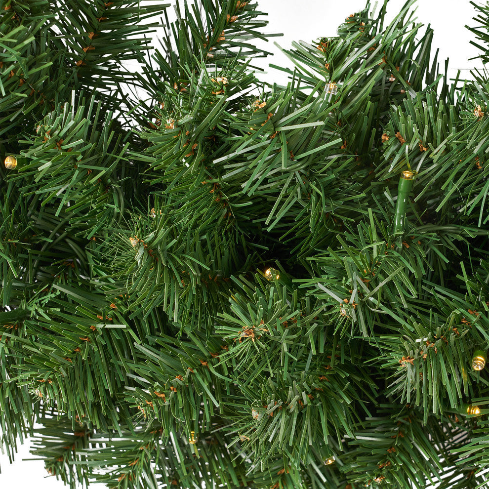 24" Noble Fir Warm White LED Artificial Christmas Wreath, Green