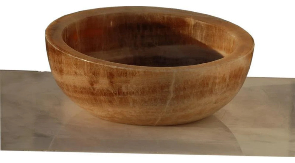 Natural Stone Honey Onyx Vessel Sink (D)16" (H)6"