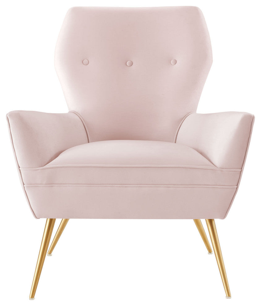 Armchair Accent Tufted Chair, Pink, Velvet, Modern, Mid Century Hotel Lounge