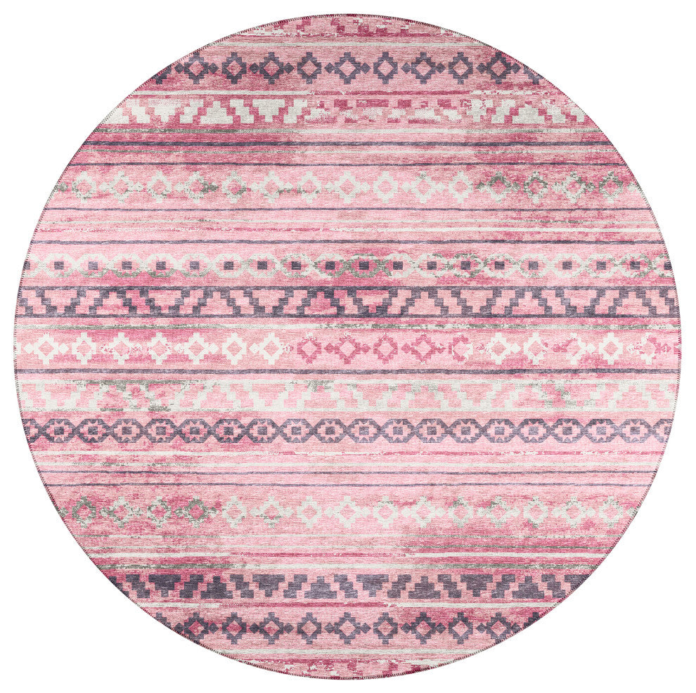 Indoor/Outdoor Sedona SN10 Blush Machine Washable 6' x 6' Round Rug