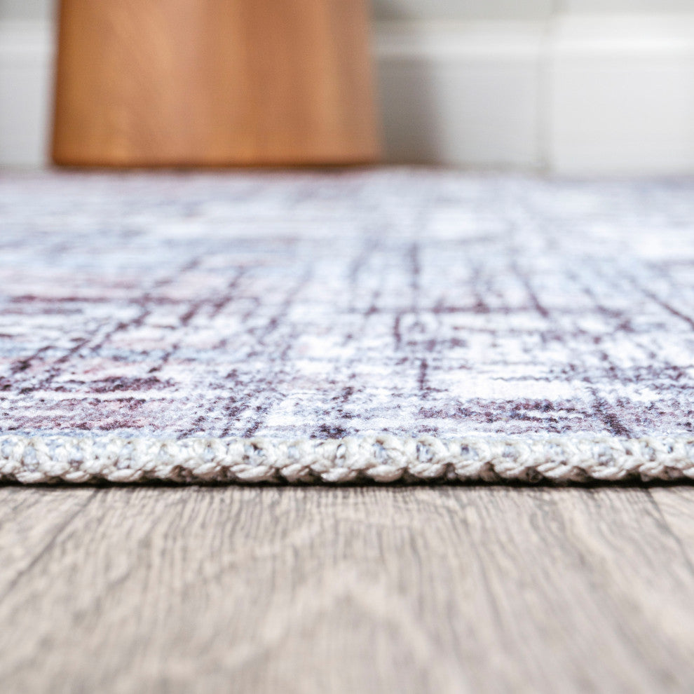 Didim Boho Gray Medallion Machine Washable Indoor Area Rug, Gray/Purple, 3 X 5
