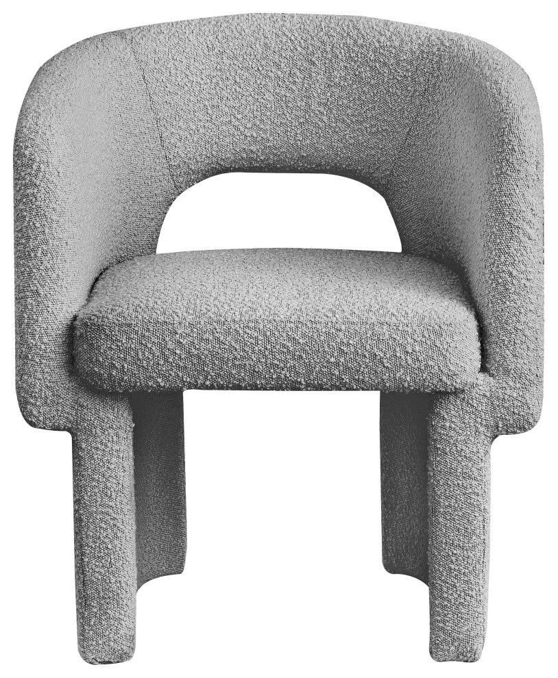 Emmet Boucle Fabric Dining Chair / Accent Chair, Grey, Boucle Fabric