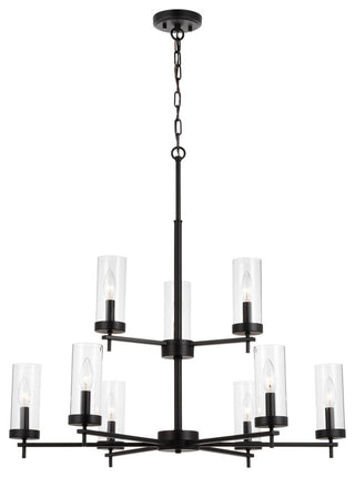 Zire Nine Light Chandelier, Midnight Black