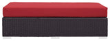 Convene Outdoor Patio Fabric Rectangle Ottoman, Espresso Red