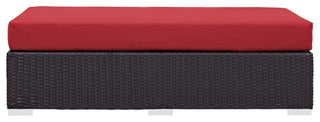 Convene Outdoor Patio Fabric Rectangle Ottoman, Espresso Red