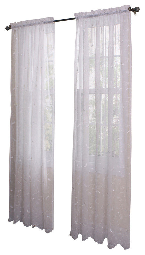 Hathaway Rod Pocket Curtain Panel 54 x 96 in White