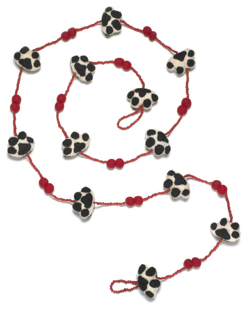 Paw Garland in Cream, Red, and Black