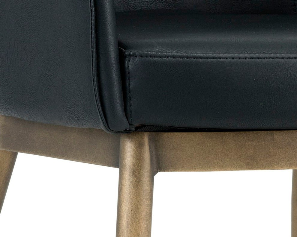 Franklin Dining Chair, Antique Brass, Vintage Black
