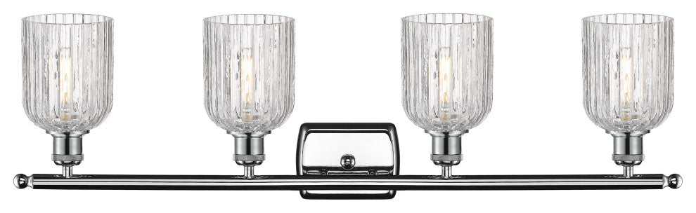 Ballston-Bridal Veil 4-Light 35" Bath Vanity Light, Polished Chrome, Clear