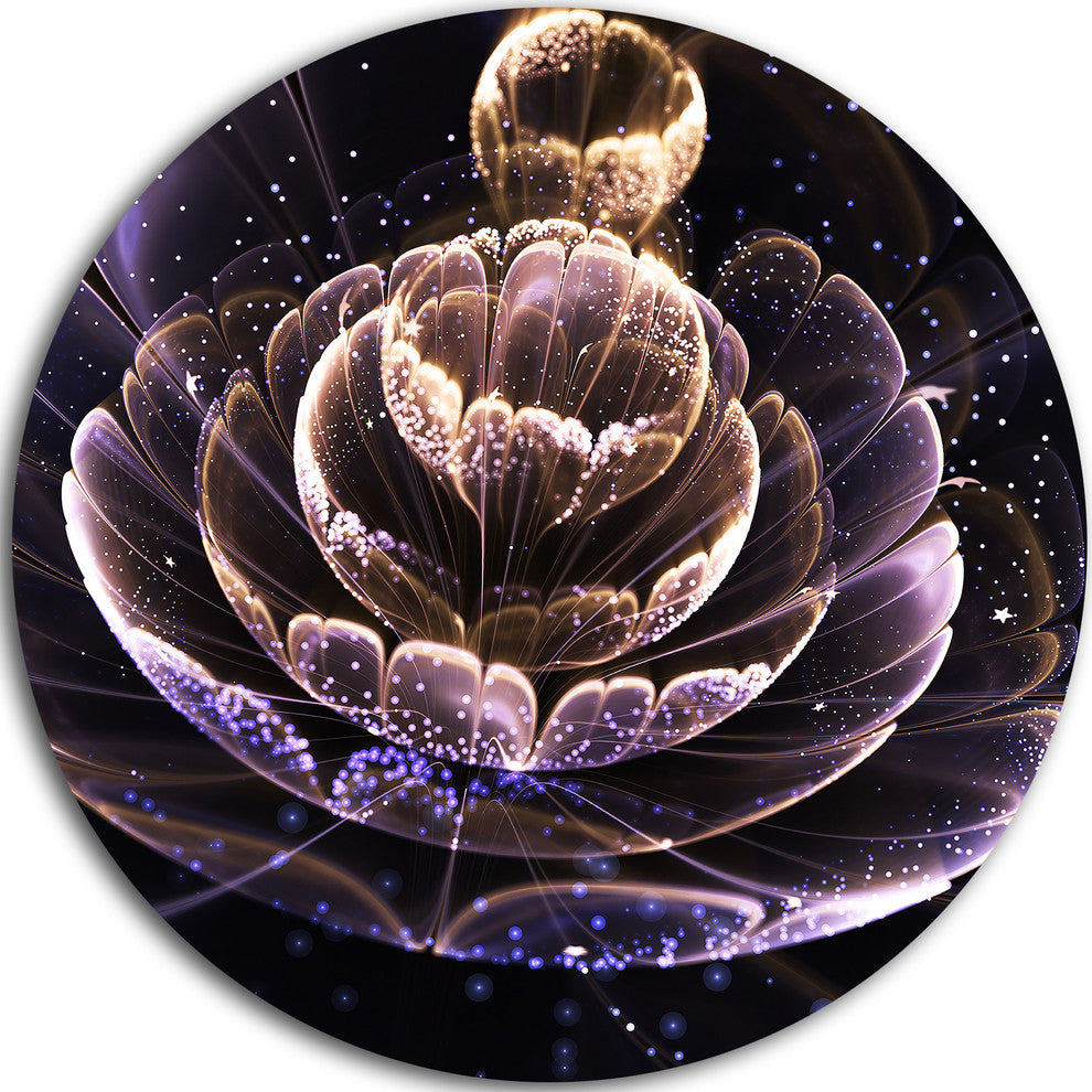 Purple Ideal Fractal Flower With Pollen, Floral Round Wall Art, 36"