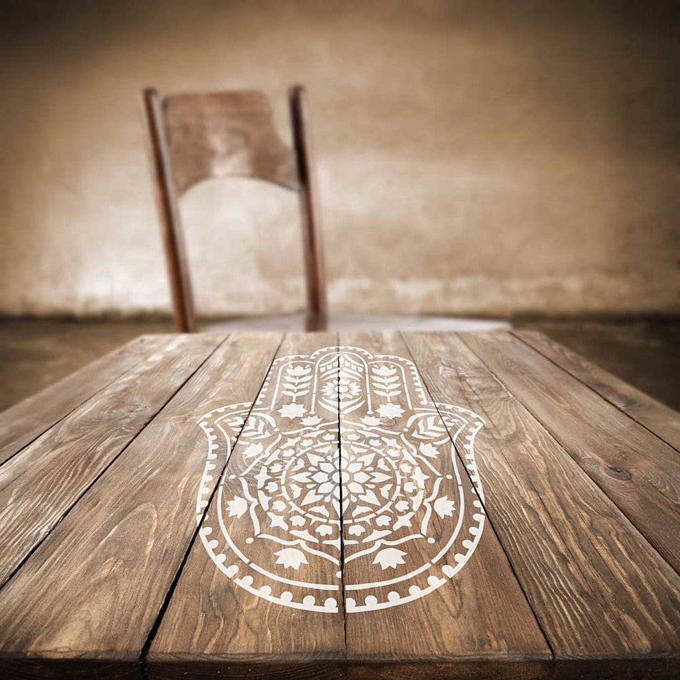 Mandala Stencil Hamsa Hand, Reusable For Walls, Small