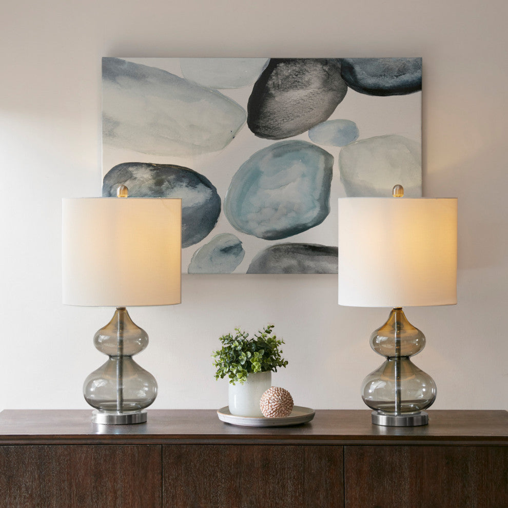 Ellipse Curved Glass Table Lamp Set of 2, Gray