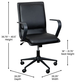 James Mid-Back Executive Upholstered Office Chair with Arms, Black/Black