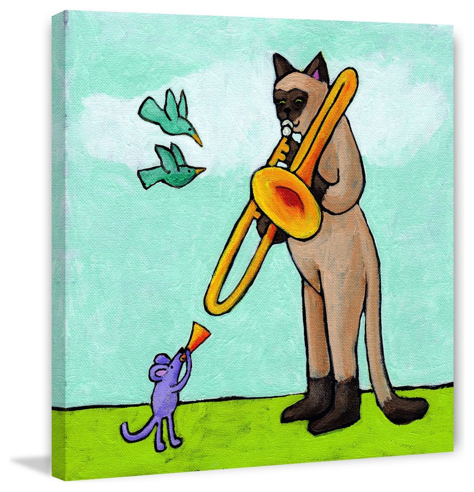 Marmont Hill, "Cat and Mouse Music" by Janet Nelson on Wrapped Canvas, 18x18