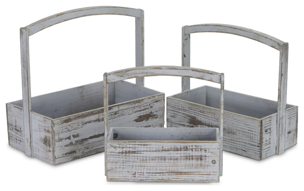 3-Piece Washed Wooden Storage Container Set