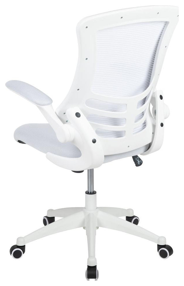 Mid-Back White Mesh Swivel Ergonomic Task Office Chair with White Frame and...