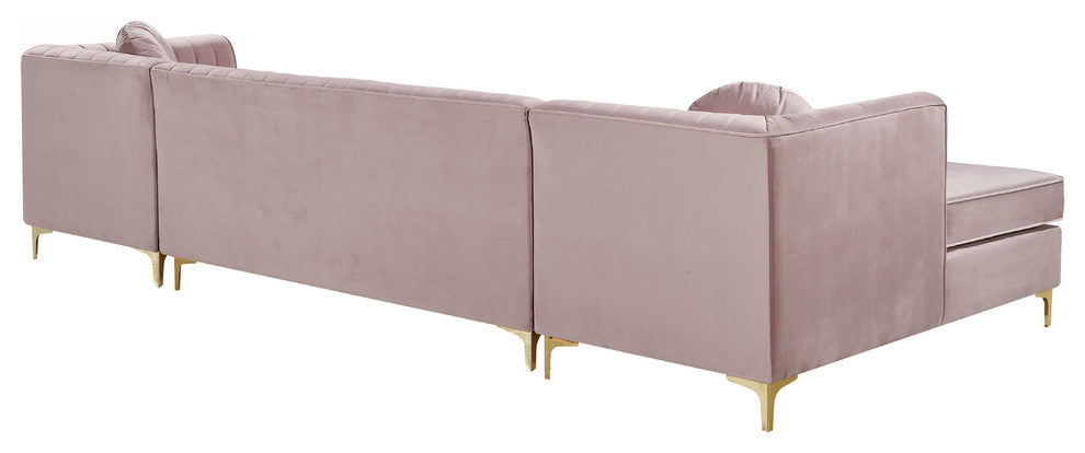 Graham Velvet 3pc. Sectional, Pink